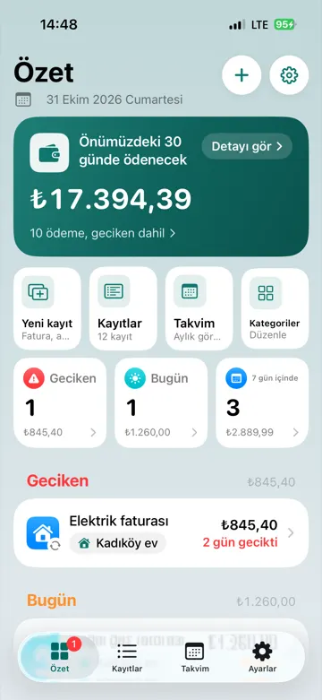 Özet ekranı açık temada